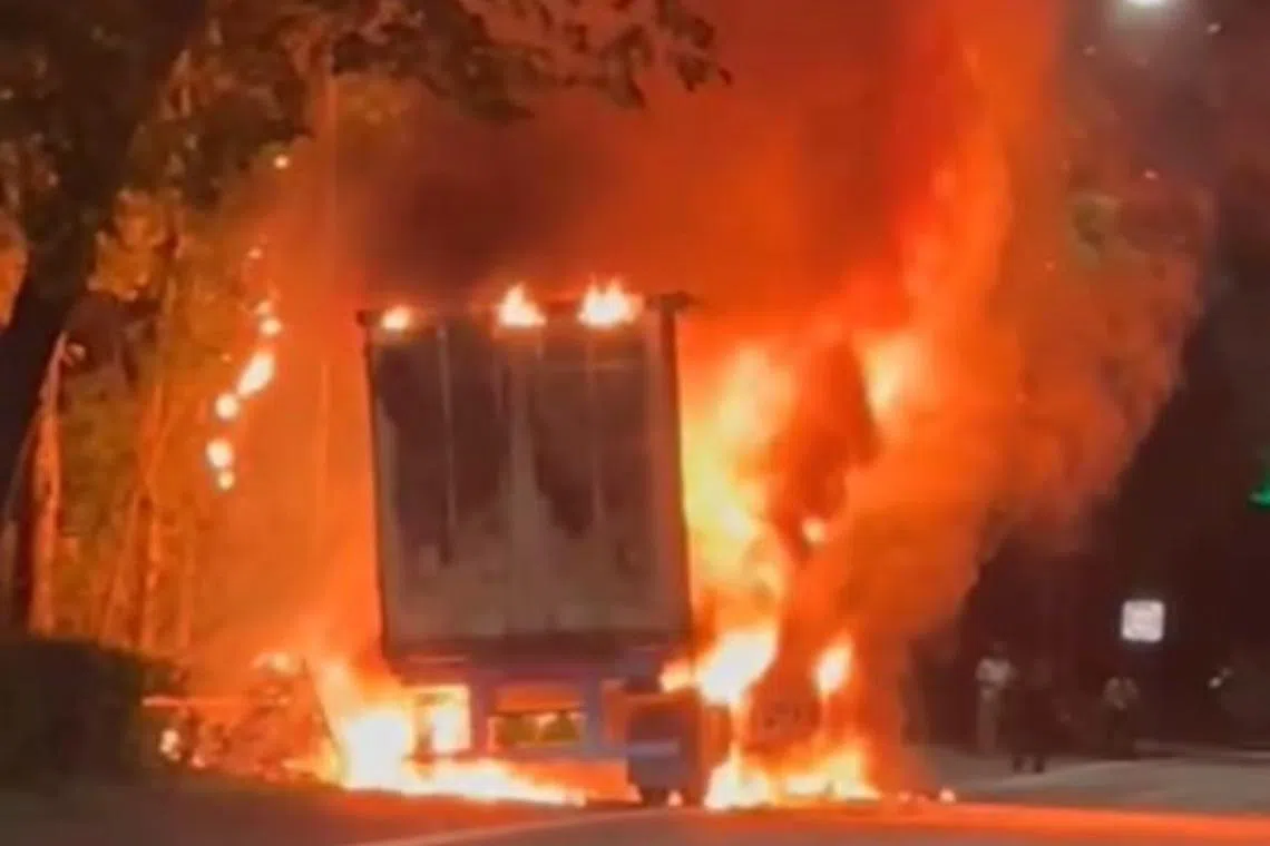 The fire, which involved the contents of a container on the trailer, was extinguished using two hosereels.