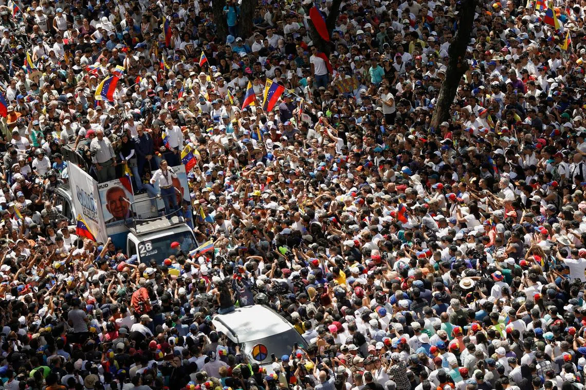 Venezuelan opposition leader Maria Corina Machado addresses supporters during a march amid the disputed presidential election, in Caracas, Venezuela August 3, 2024. REUTERS/Fausto Torrealba/File Photo