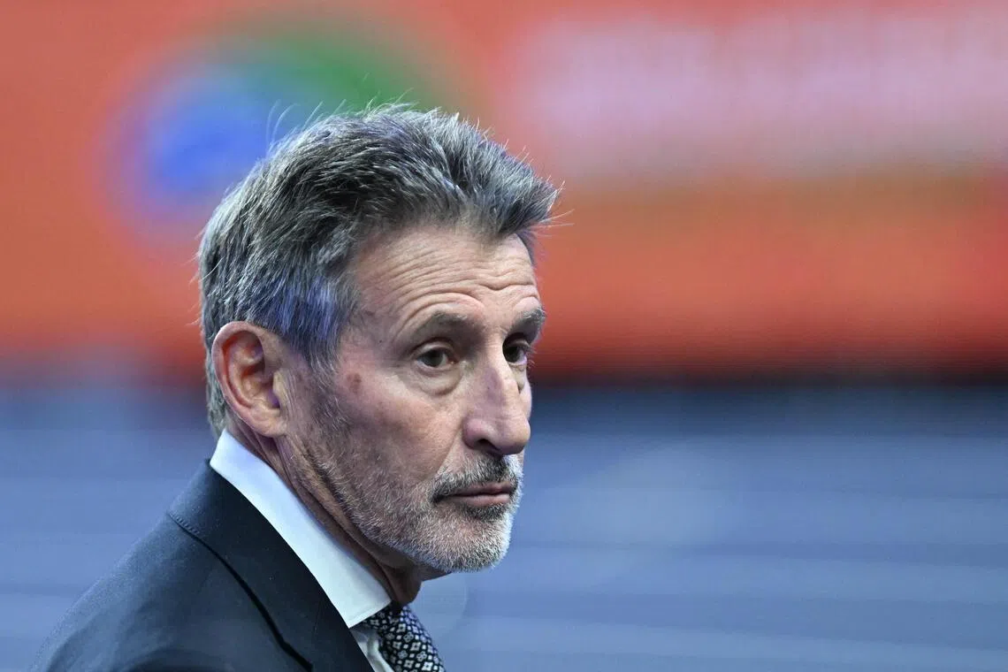 President of World Athletics Sebastian Coe reacting during the opening ceremony of the World Athletics Indoor Championships Kujawy Pomorze 2026 in Torun, Poland, on March 20, 2026.