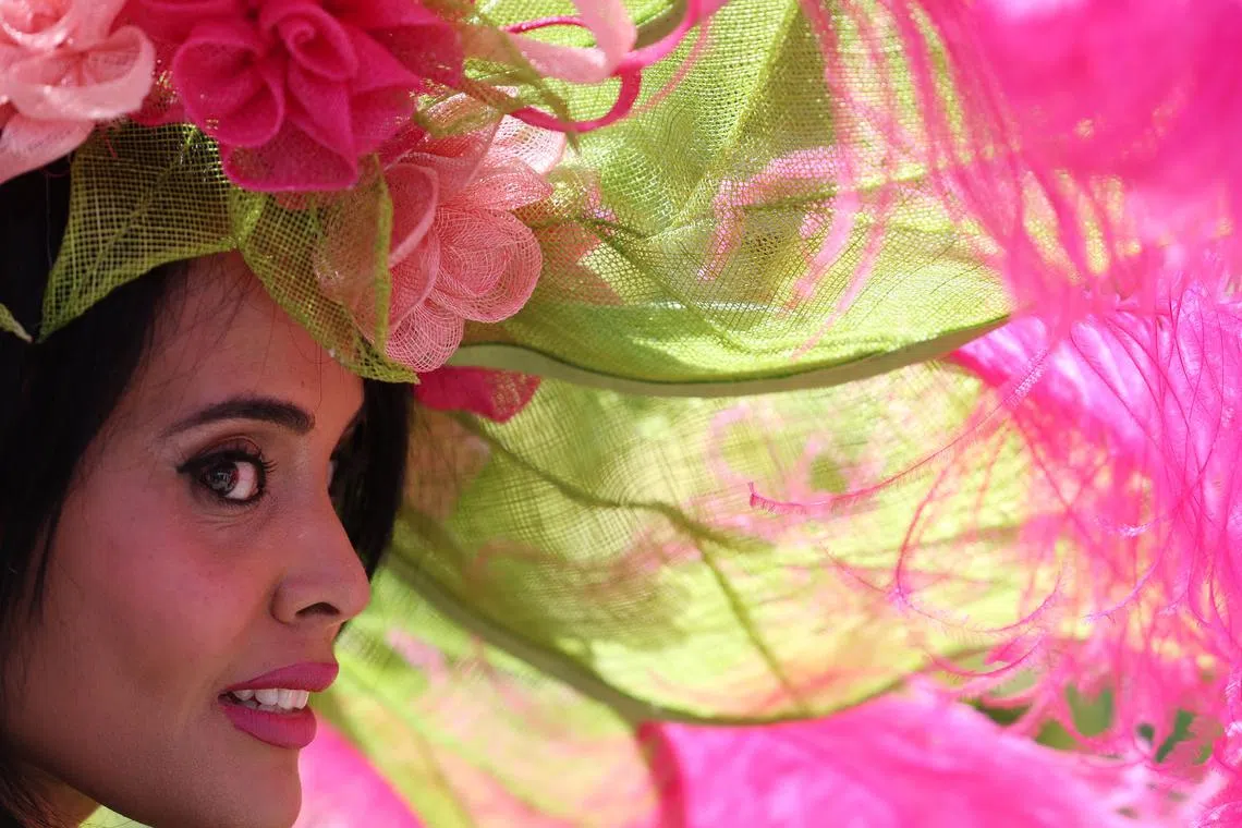 A racegoer attending the Royal Ascot on Ladies Day in Ascot, Britain, on June 19,2025.