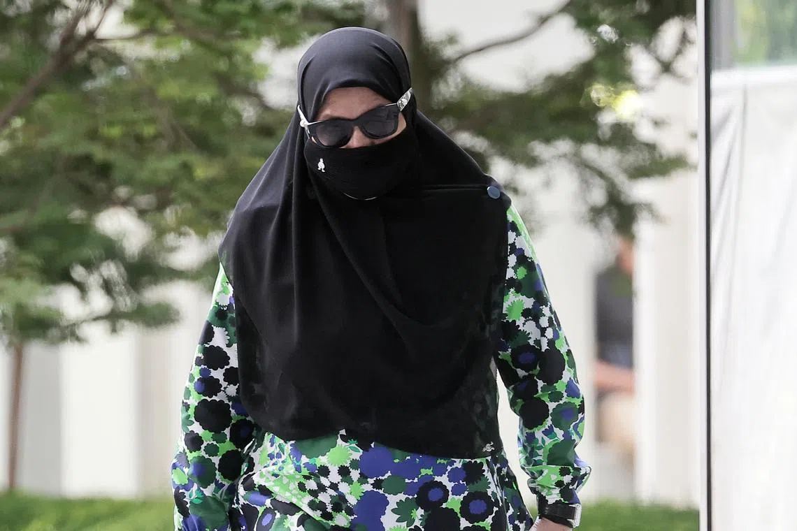 Former lawyer Soraya Hafsa Ibrahim arriving at the State Courts on April 22.