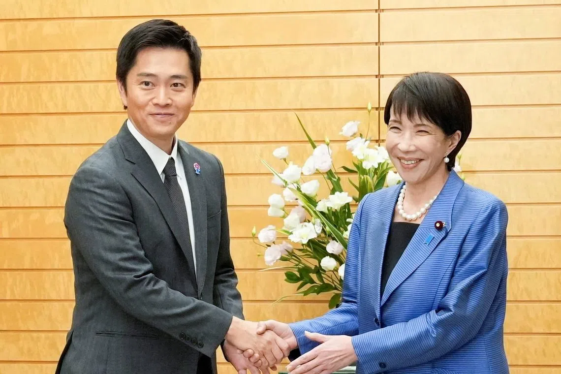 Japan's Prime Minister Sanae Takaichi had a meeting with her party's coalition partner Hirofumi Yoshimura in January.