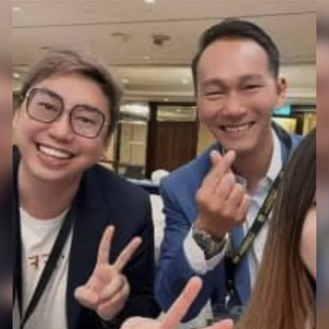 Businessmen Takeshi Lim Jian Bin (left) and Jason Fong Wai Hong at a financial wealth seminar in 2023.