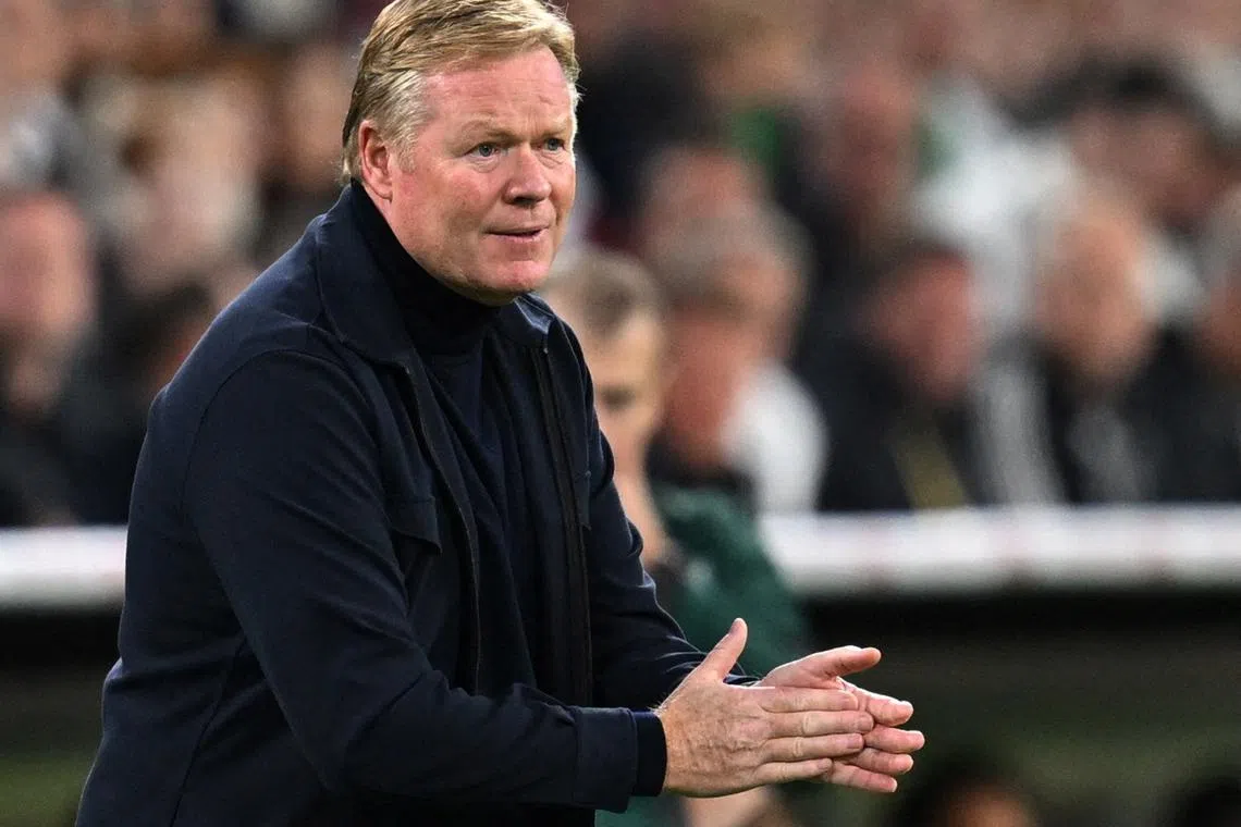 FILE PHOTO: Soccer Football - UEFA Nations League - Group A3 - Germany v Netherlands - Allianz Arena, Munich, Germany - October 14, 2024 Netherlands coach Ronald Koeman reacts REUTERS/Angelika Warmuth/File Photo