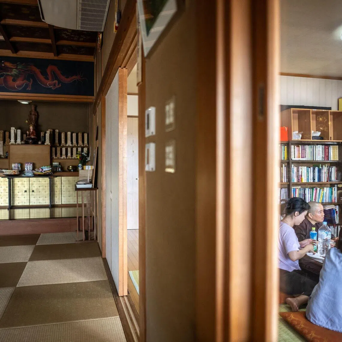 Vietnamese nun Thich Tam Tri (second from left) holding a gathering with members of the Vietnamese community at Daionji temple in the city of Honjo, Saitama Prefecture, in July 2024.