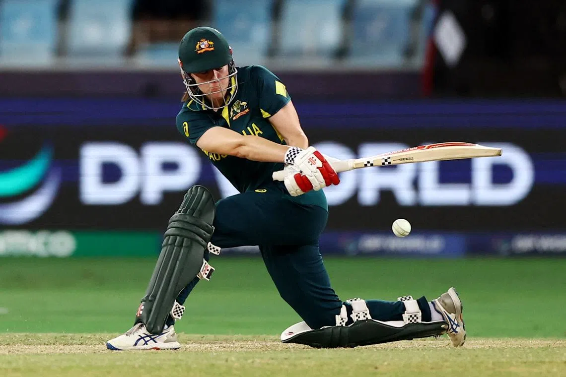 FILE PHOTO: Cricket - Women's Cricket T20 World Cup - Australia v South Africa - Dubai International Stadium, Dubai, United Arab Emirates - October 17, 2024 Australia's Tahlia McGrath in action REUTERS/Amr Alfiky/File Photo