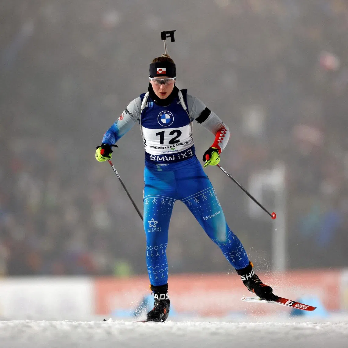 Biathlon - Biathlon World Cup - Nove Mesto na Morave, Czech Republic - January 23, 2026 Greenland's Ukaleq Astri Slettemark in action during the Women's 12.5km Short Individual REUTERS/David W Cerny