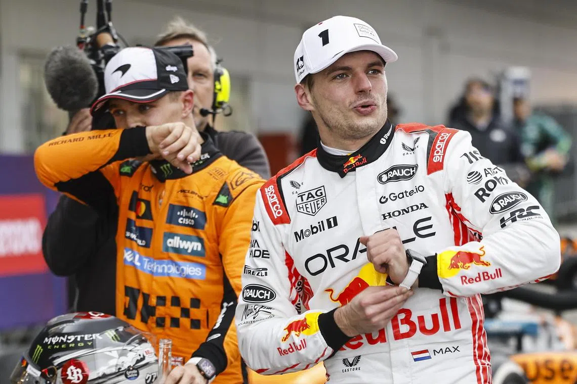 Red Bull driver Max Verstappen (above) of the Netherlands is just one point behind Briton Lando Norris of the McLaren in the drivers' standings.