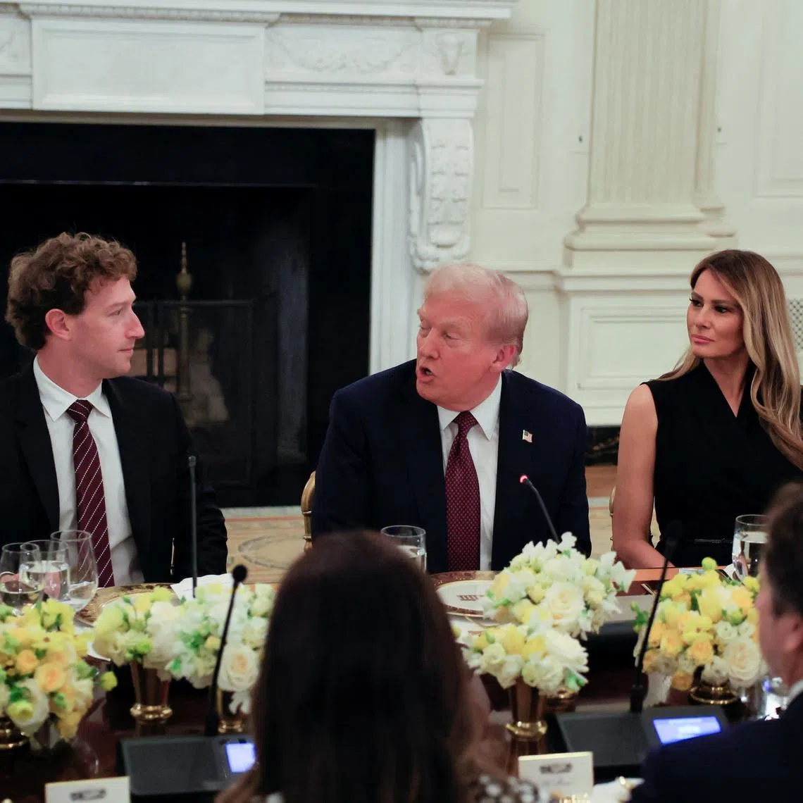 (From left) Meta CEO Mark Zuckerberg, US President Donald Trump, US First Lady Melania Trump and Microsoft co-founder Bill Gates during a dinner at the White House on Sept 4.