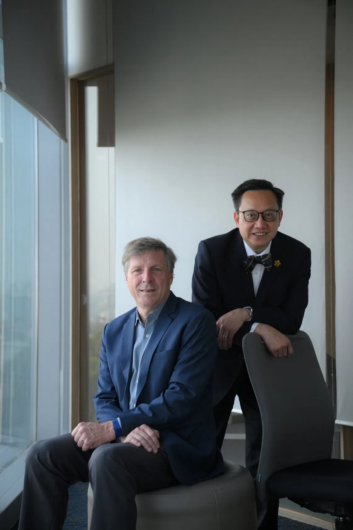 Centre for Healthy Longevity at the National University Health System director Brian Kennedy (left) and Grand Challenge on Maximising Healthy and Successful Longevity executive director Chong Yap Seng on Aug 27.