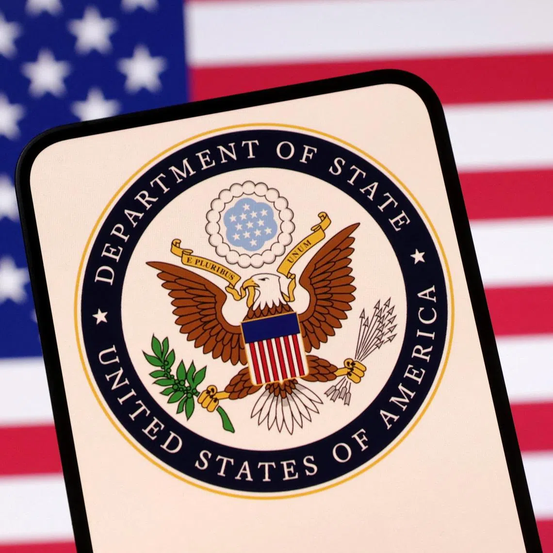 United States Department of State logo and U.S. flag are seen in this illustration taken April 23, 2025. REUTERS/Dado Ruvic/Illustration