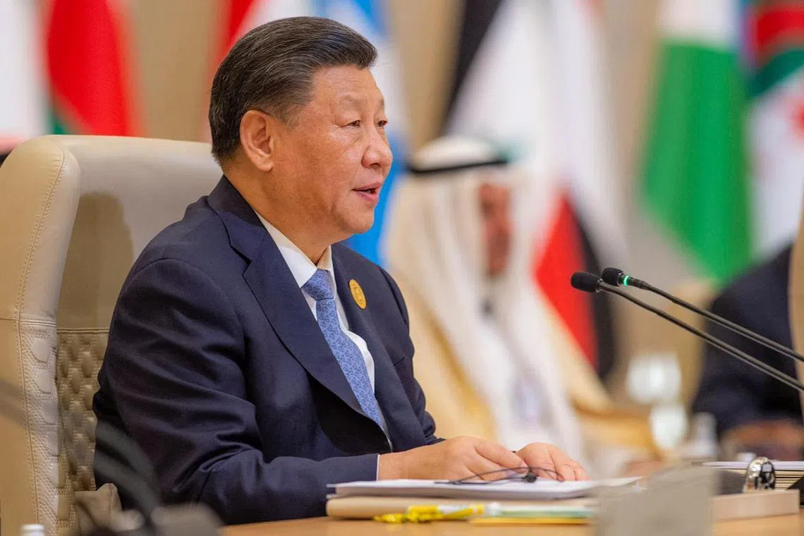 Chinese President Xi Jinping attends the China-Arab summit in Riyadh, Saudi Arabia on Dec 9, 2022.
