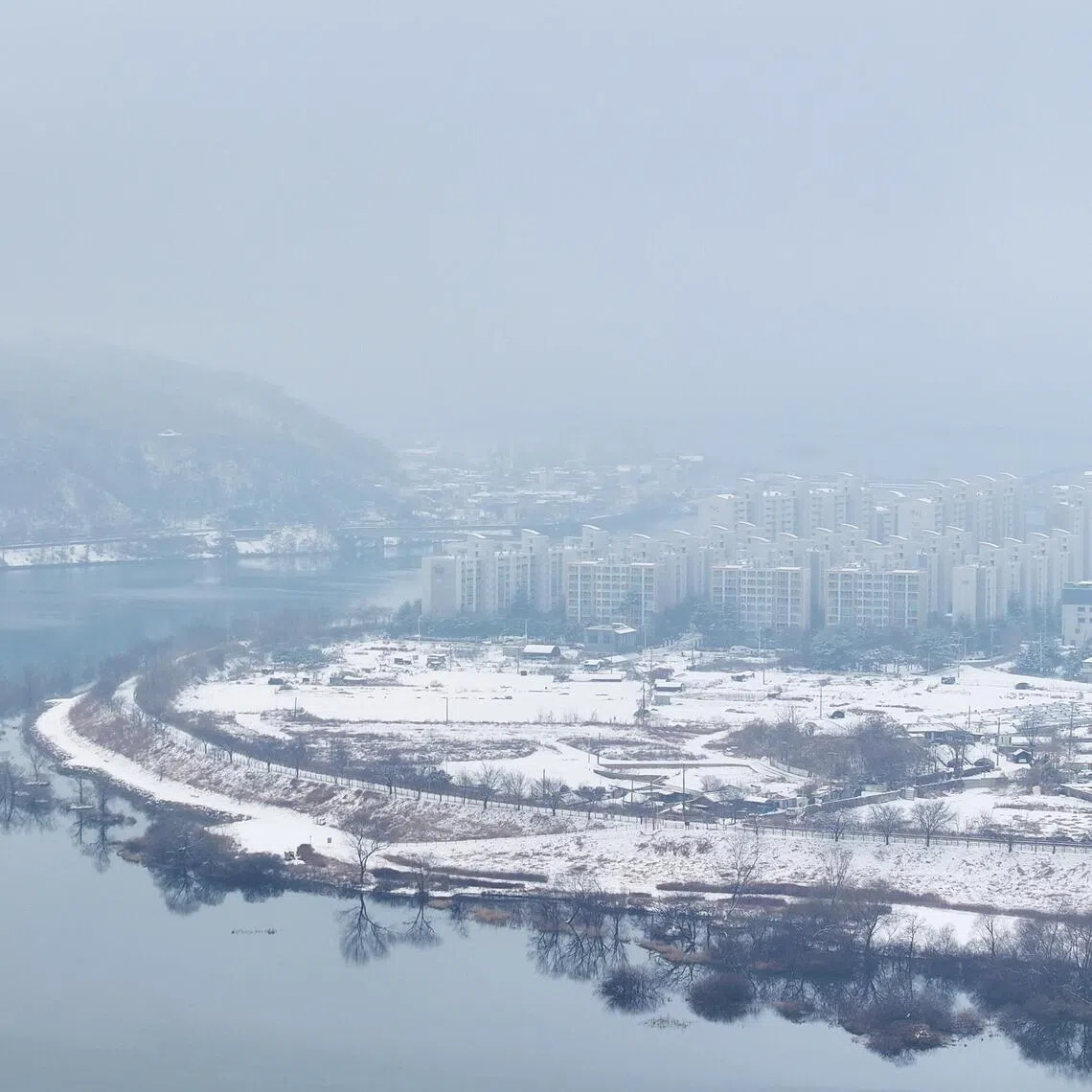 A view of the the landscape of Chuncheon, Gangwon province, South Korea, on Dec 24, following heavy snowfall overnight in the region. 