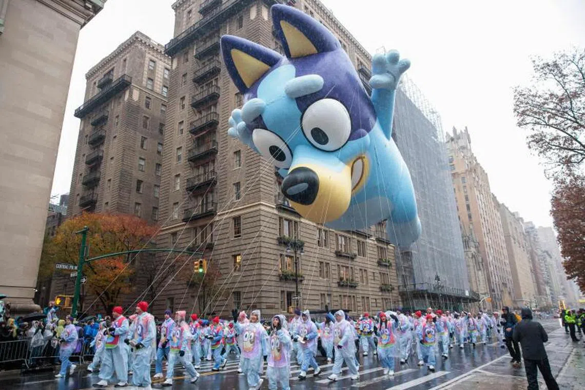 A Bluey balloon float spotted at the annual Macy's Thanksgiving Day Parade on November 28, 2024 in New York City. 