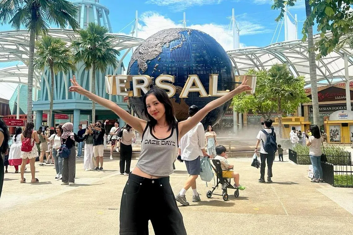 South Korean singer Sandara Park at Universal Studios Singapore.