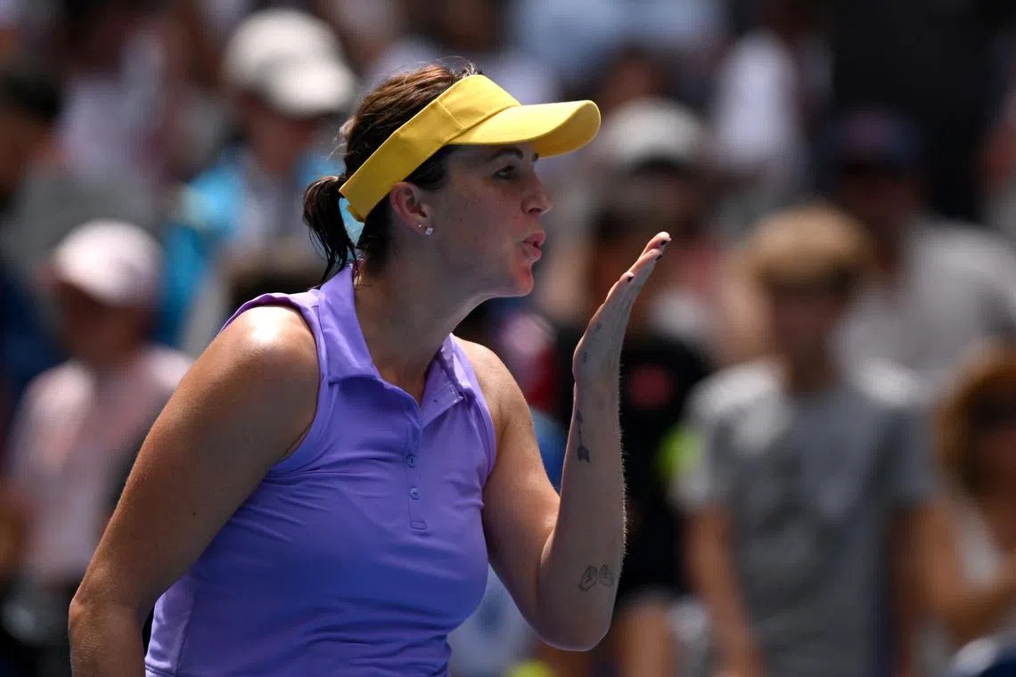 Tennis - Australian Open - Melbourne Park, Melbourne, Australia - January 19, 2025 Russia's Anastasia Pavlyuchenkova blows a kiss as she celebrates winning her fourth round match against Croatia's Donna Vekic REUTERS/Jaimi Joy