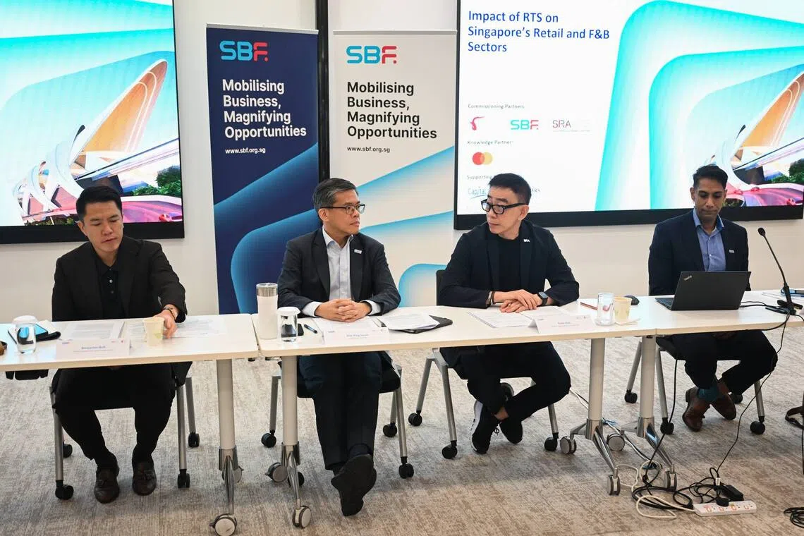 (From left) RAS president Benjamin Boh, SBF chief executive Kok Ping Soon, SRA president Ernie Koh and SBF chief policy and operating officer Musa Fazal at the SBF Centre on July 16.