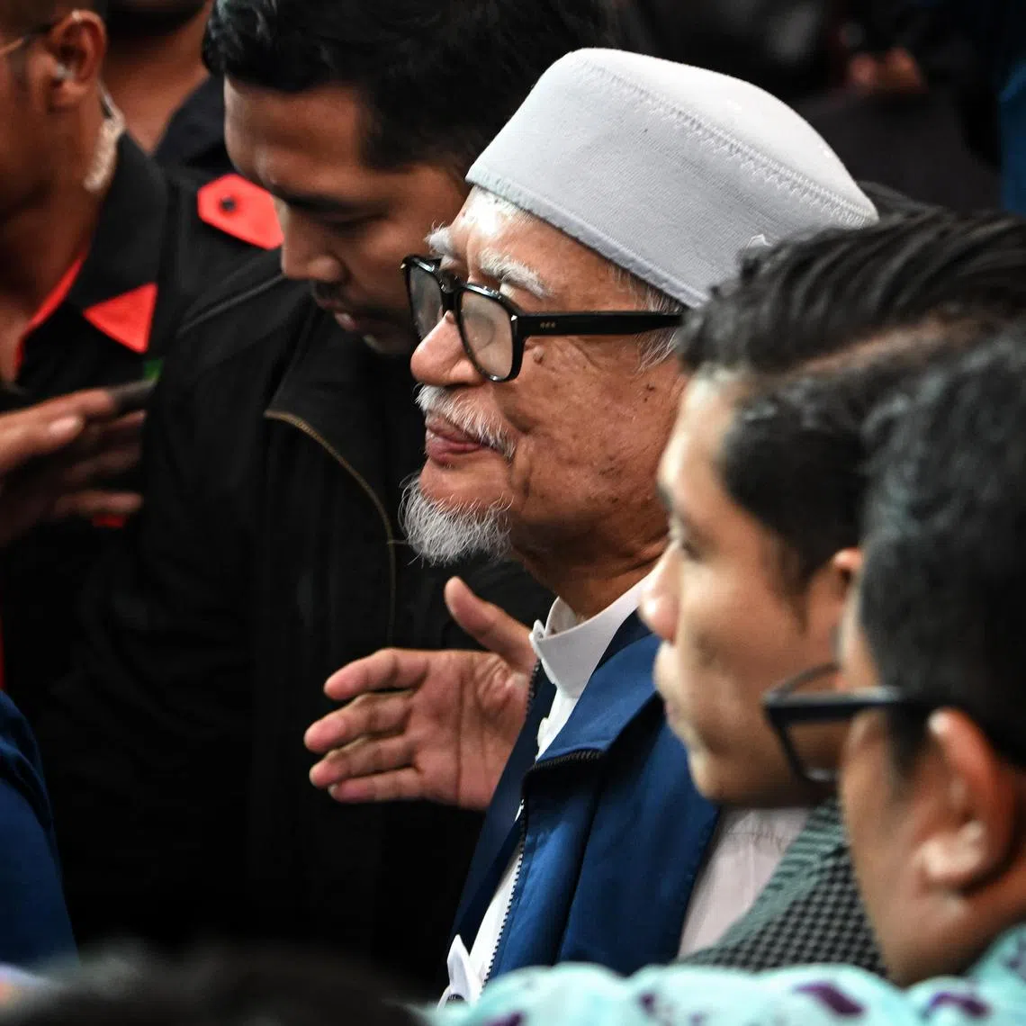 PAS president Abdul Hadi Awang arrives as results stream in for Malaysia's 15th general election (GE15) at the Glenmarie Golf And Country Club in Kuala Lumpur on 19 Nov 2022.