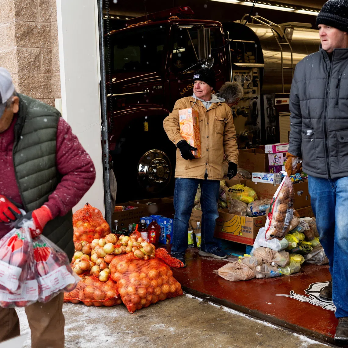 A mobile pop-up food pantry at Mussey Fire Hall in Capac, Michigan, on Dec 9.