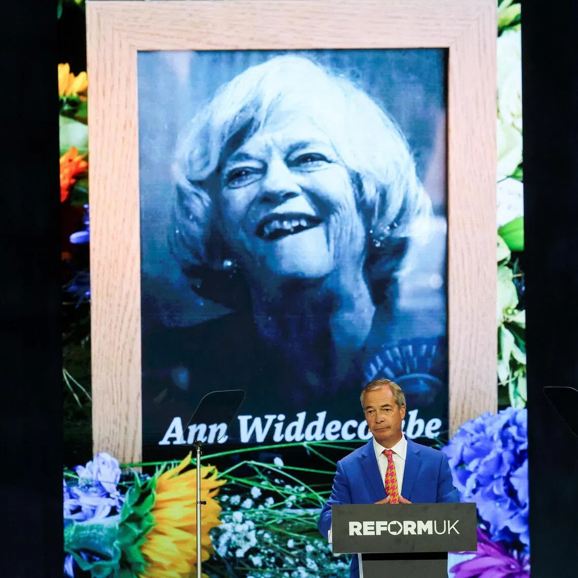 Reform UK party leader Nigel Farage paying tribute on Sept 4 to former UK MP Ann Widdecombe, who was murdered in July 2026 aged 78.