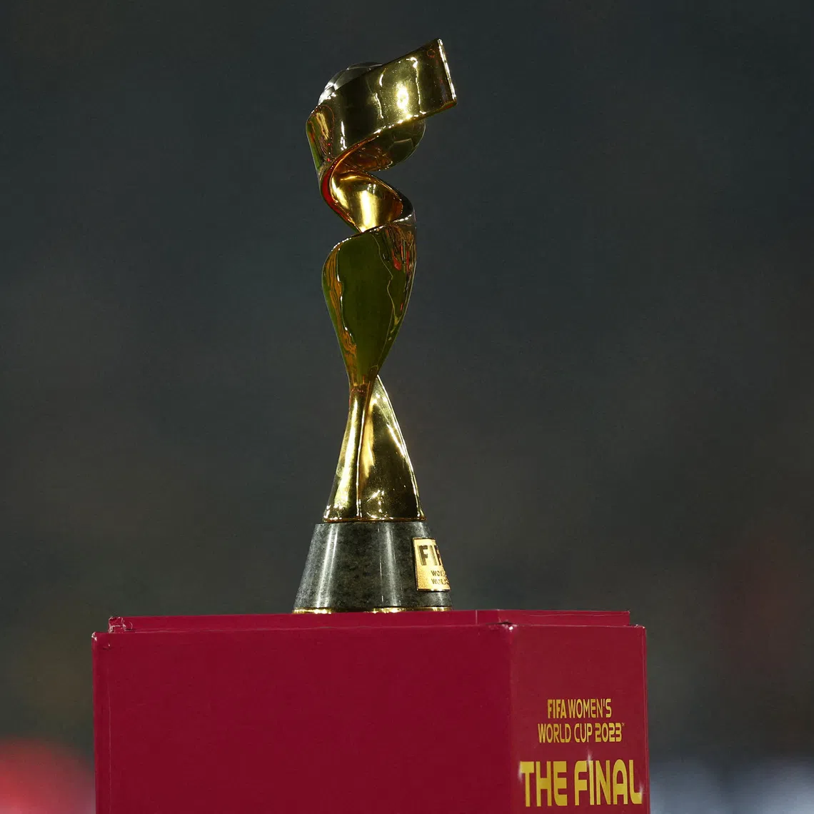 FILE PHOTO: Soccer Football - FIFA Women's World Cup Australia and New Zealand 2023 - Final - Spain v England - Stadium Australia, Sydney, Australia - August 20, 2023 General view of World Cup trophy on display before the match REUTERS/Hannah Mckay/File Photo