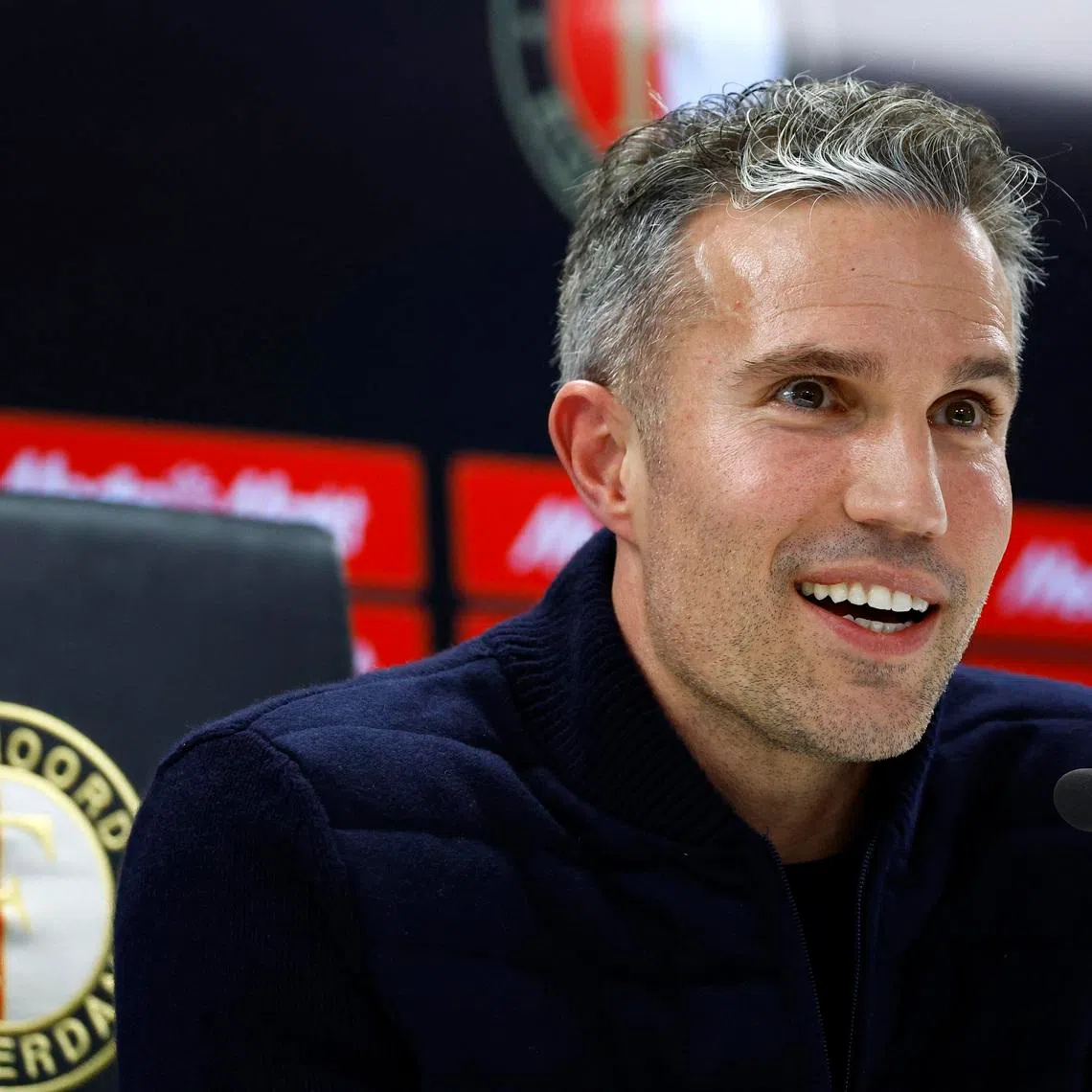 Soccer Football - Feyenoord presents new head coach Robin van Persie - Feyenoord Stadium, Rotterdam, Netherlands - February 24, 2025 New Feyenoord coach Robin van Persie during the presentation REUTERS/Piroschka Van De Wouw