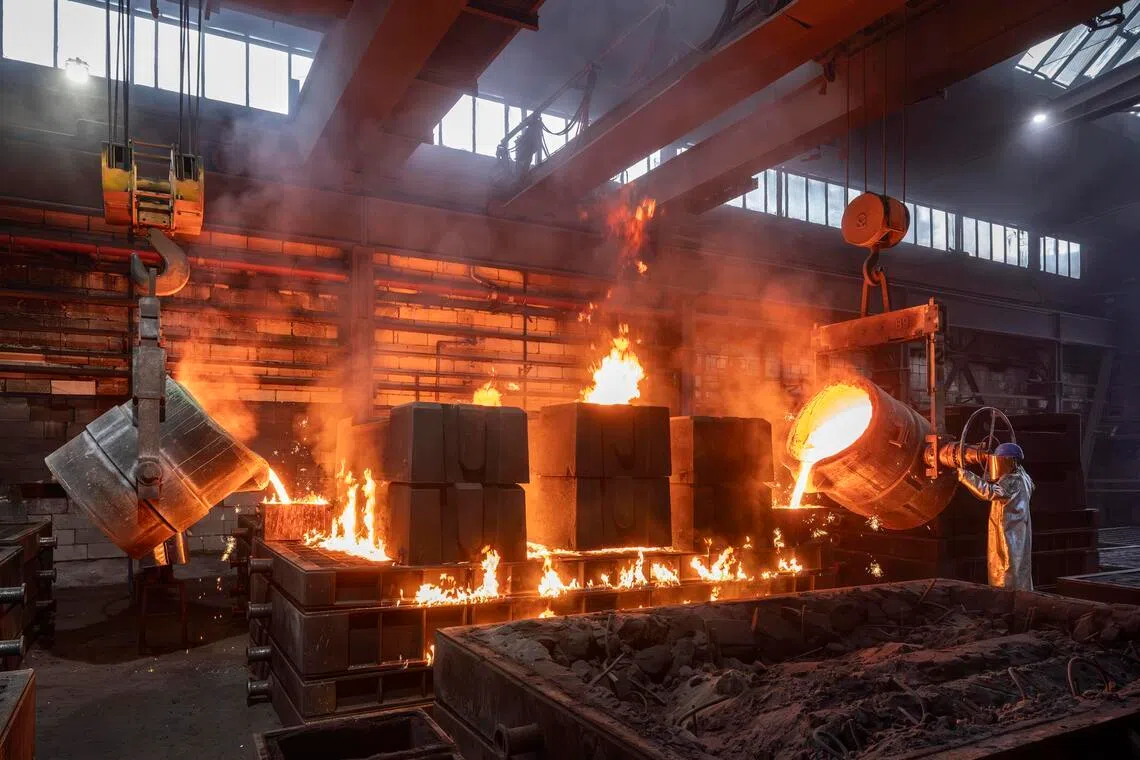 A foundry in the Ore Mountains, in Loessnitz, Germany, March 11, 2026. Four years after the Russian invasion of Ukraine sent energy prices soaring, the war in Iran is posing another challenge to efforts to revive European factories. 