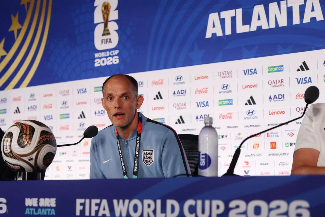 Soccer Football - FIFA World Cup 2026 - England Press Conference - Atlanta Stadium, Atlanta, Georgia, U.S. - July 14, 2026 England manager Thomas Tuchel during the press confence REUTERS/Paul Childs