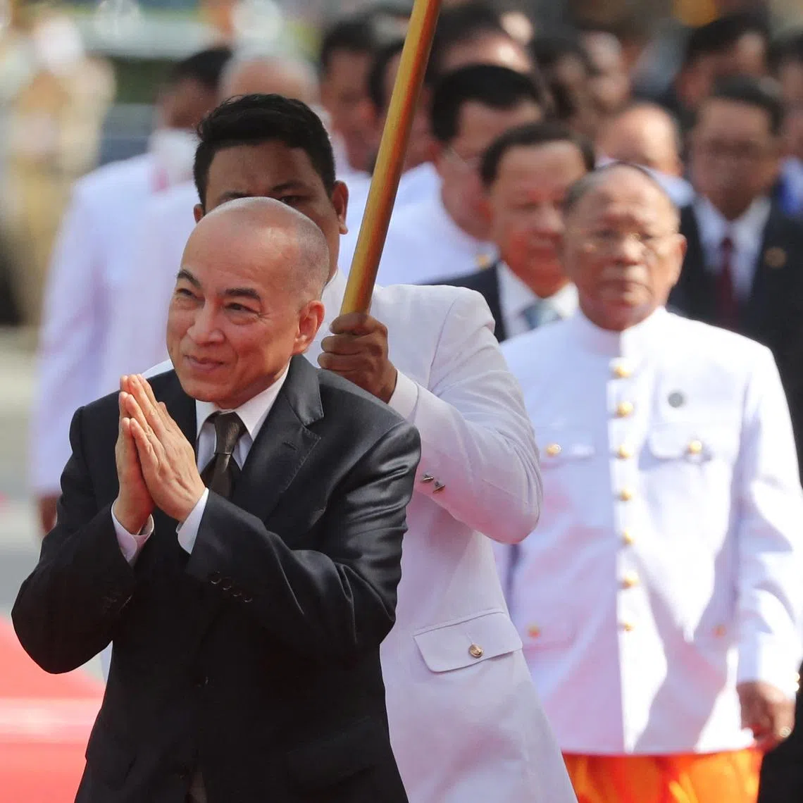 Cambodia's King Norodom Sihamoni walks at the National Assembly on the day of the first session of the 7th National Assembly after the general election in Phnom Penh, Cambodia, August 21, 2023.