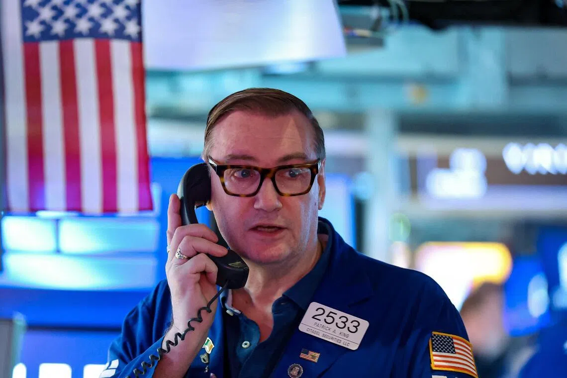 Traders working on the floor of the New York Stock Exchange in New York City, on July 14.