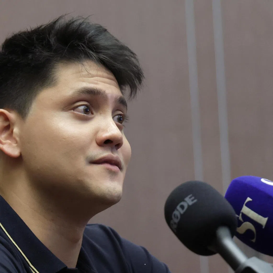 Swimmer and Olympic gold medallist Joseph Schooling addressing his retirement at a press conference at Chinese Swimming Club Recreation Complex on April 2, 2024.