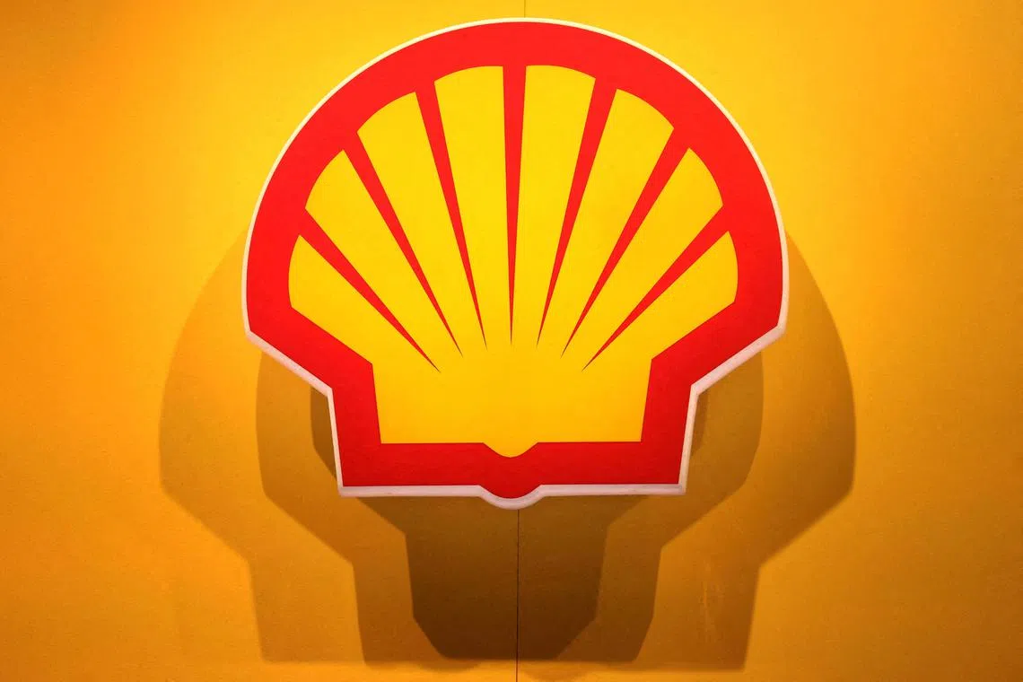 The logo of British multinational oil and gas company Shell is displayed during the LNG 2023 energy trade show in Vancouver.