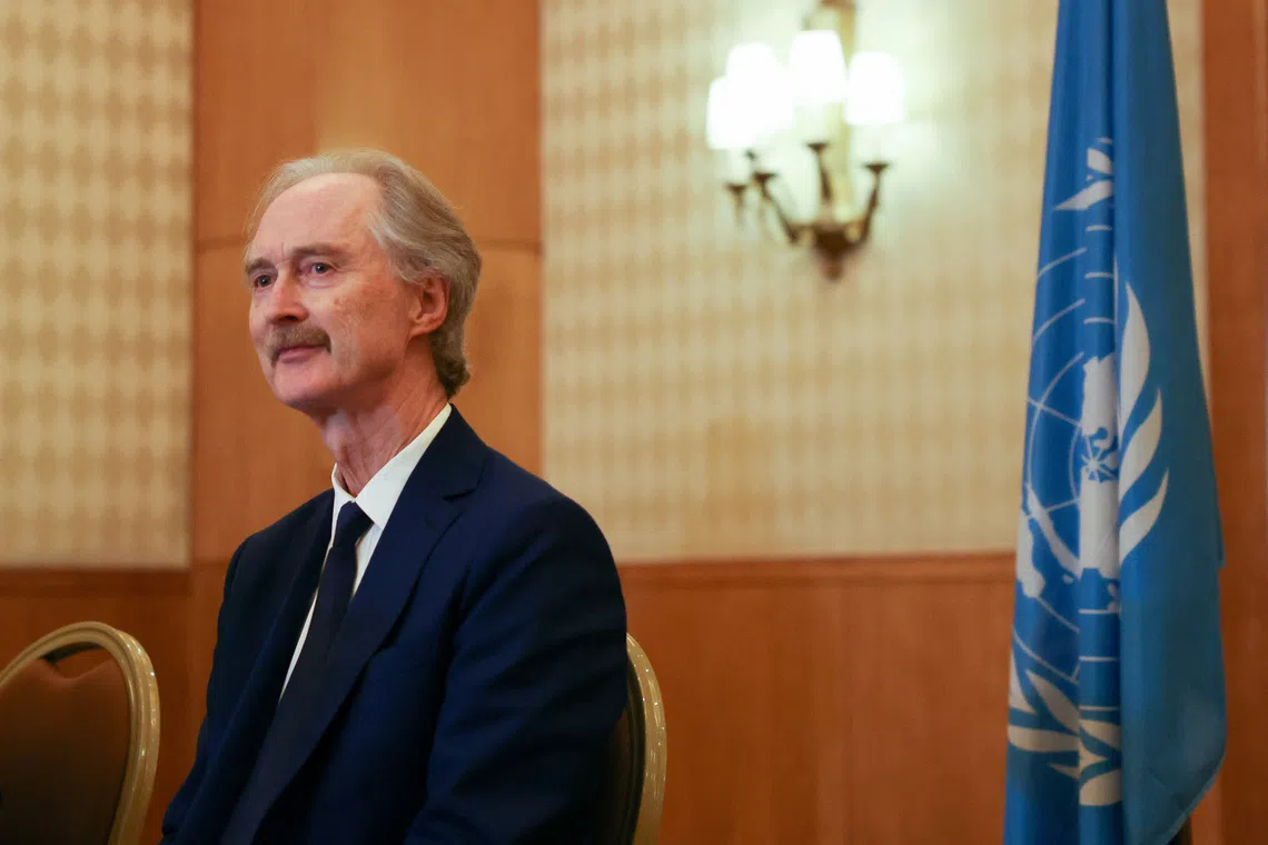 United Nations Special Envoy for Syria Geir Pedersen attends a press conference in Damascus, Syria January 22, 2025. REUTERS/Yamam Al Shaar/File Photo