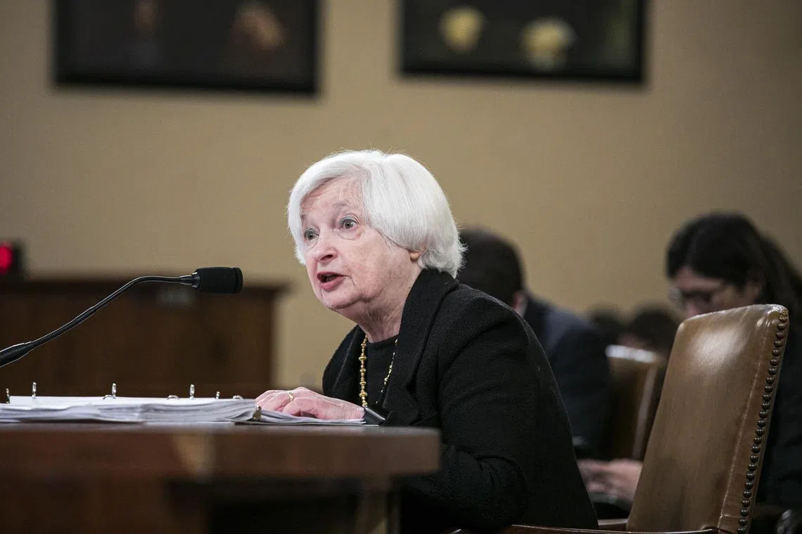 Treasury Secretary Janet Yellen testifies at a hearing in Washington on US President Joe Biden’s budget proposal, on March 10, 2023.