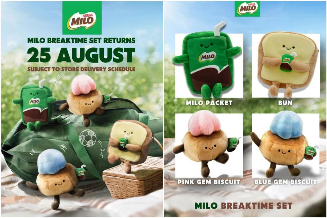 Would-be collectors can find the plushies at FairPrice, Cold Storage, Giant, Sheng Siong and Prime supermarkets. 