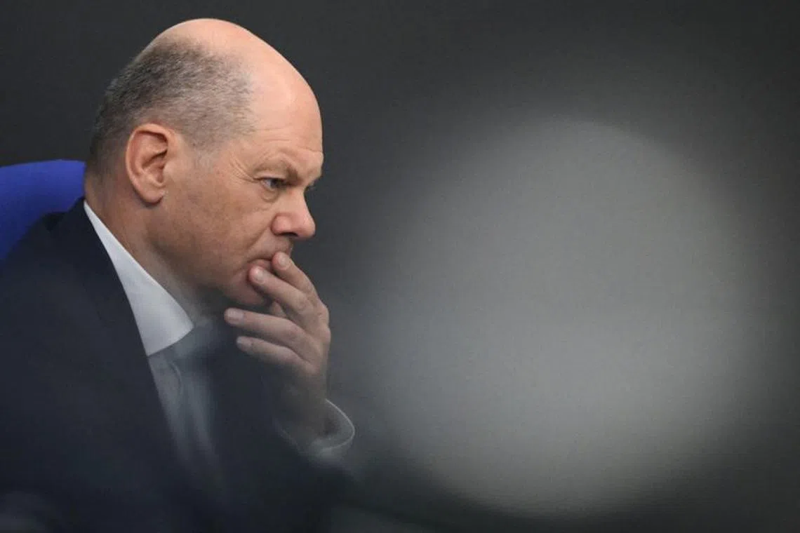 German Chancellor Olaf Scholz attends a plenum session of the lower house of parliament Bundestag in Berlin, Germany, October 19, 2023. REUTERS/Annegret Hilse/File Photo