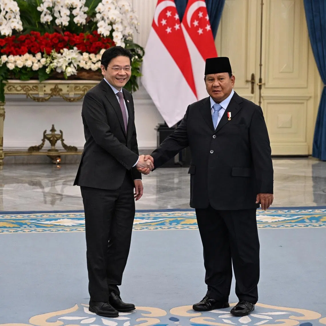 Prime Minister Lawrence Wong and Indonesian President Prabowo Subianto at the annual Singapore-Indonesia Leaders’ Retreat in Jakarta on July 6.