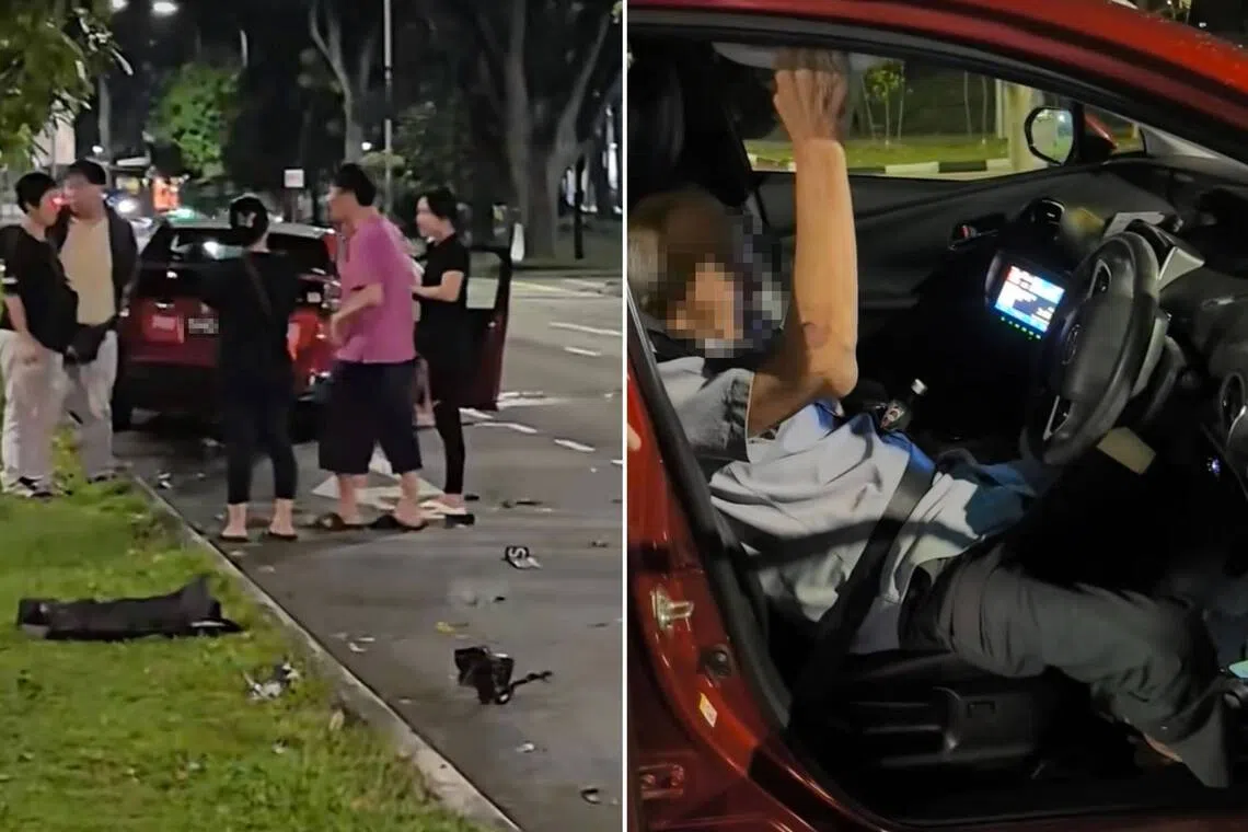 A 73-year-old taxi driver was taken conscious to Sengkang General Hospital.