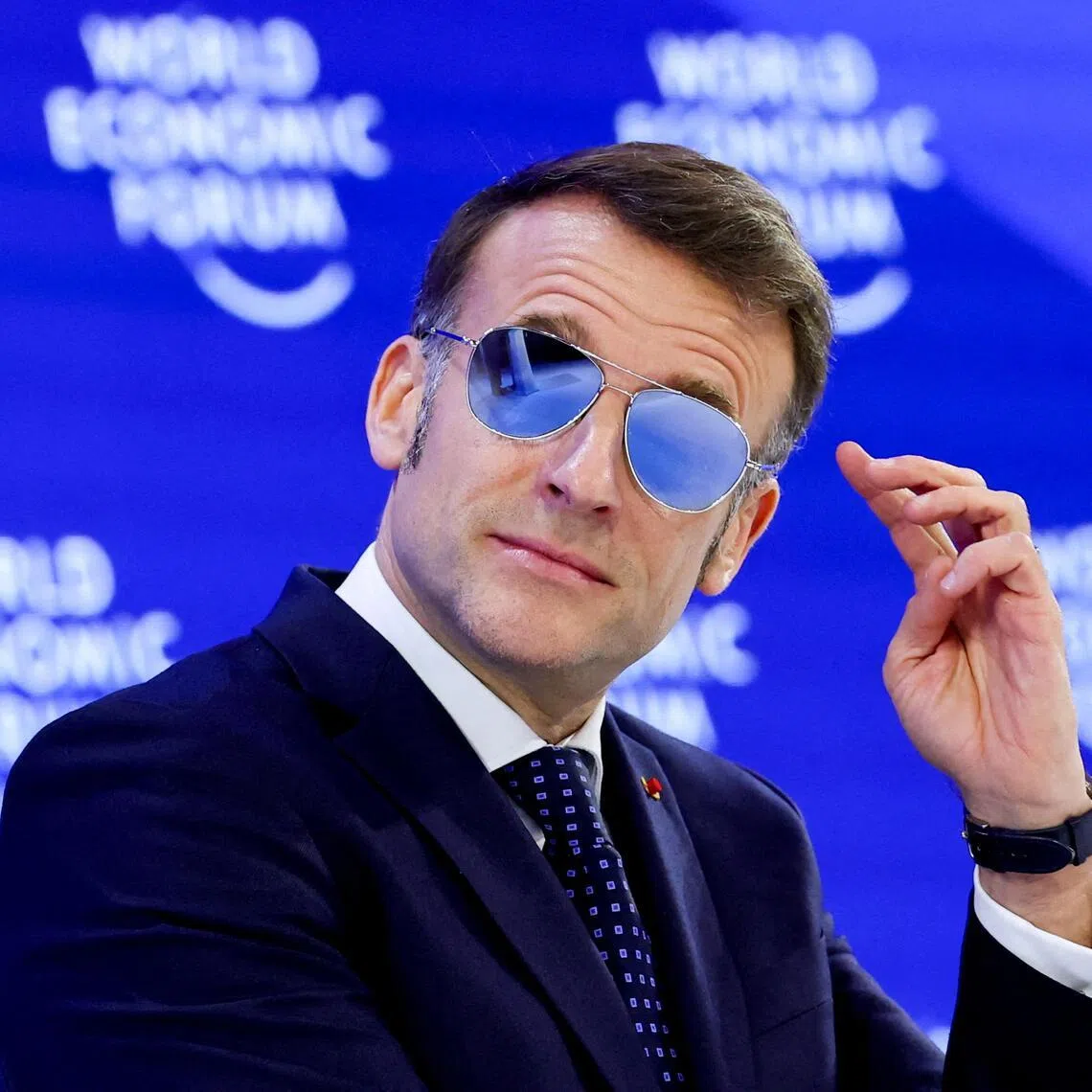 French President Emmanuel Macron attending the World Economic Forum in Davos, Switzerland, on Jan 20.