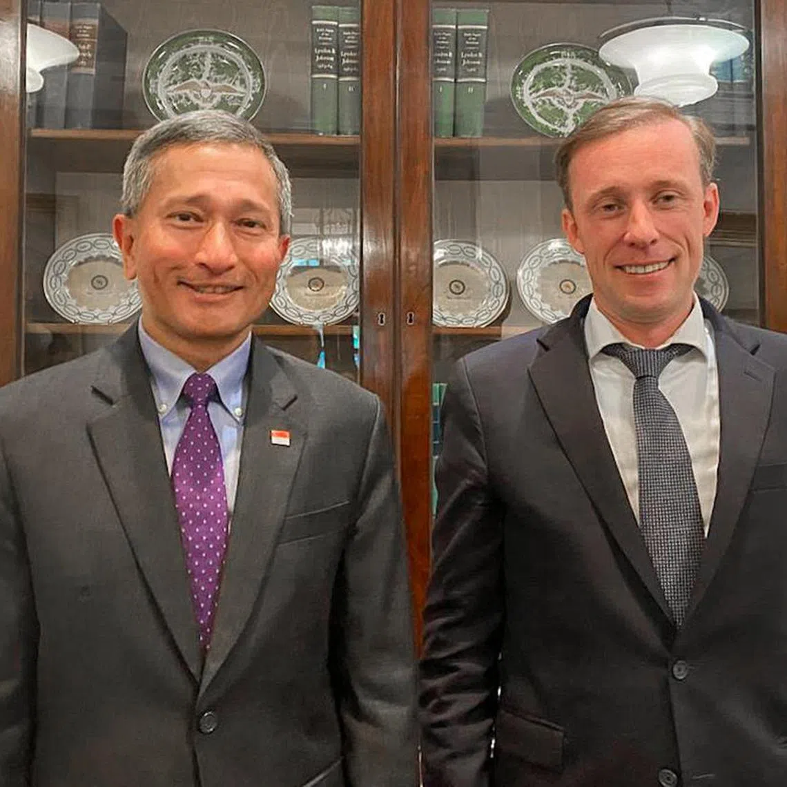 Singapore's Foreign Minister Vivian Balakrishnan (left) met US National Security Adviser Jake Sullivan in Washington on Tuesday. 