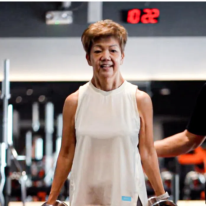 Alice Chia (right), and James Lo and his wife, Ai Ling, are among a growing number of older adults lifting heavy today.