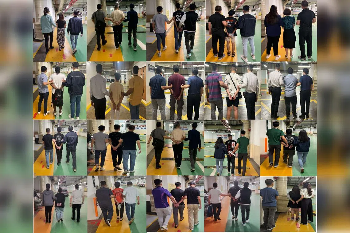 The suspects are believed to be involved in scams such as government official impersonation scams and Internet love scams.