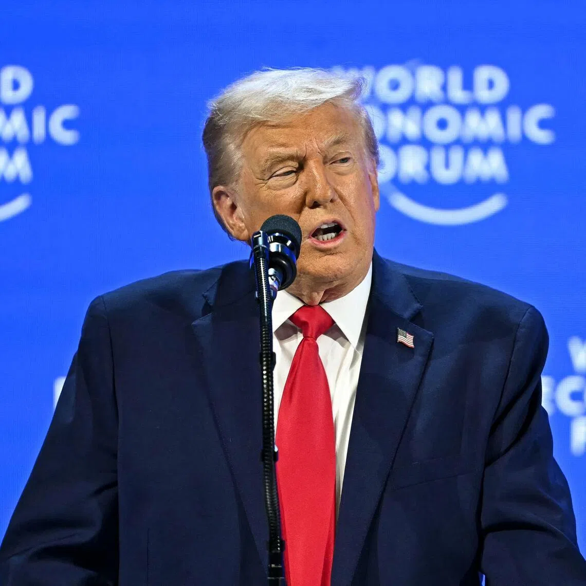 US President Donald Trump delivers a special address during the World Economic Forum annual meeting in Davos on Jan 21, 2026. 
