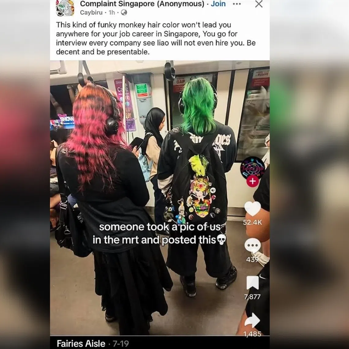 In July, two Gen Z women were photographed on a train and ridiculed on Facebook for their brightly coloured hair. 