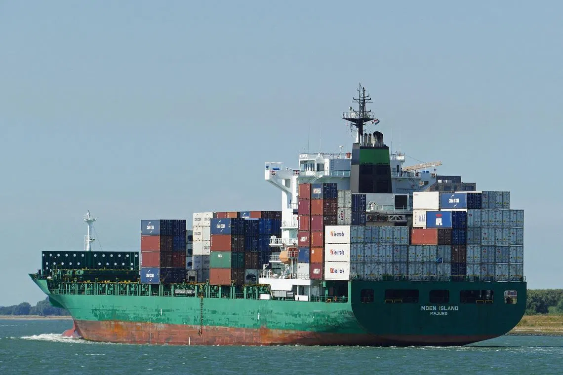Moen Island, currently named CMA CGM San Antonio, pictured in 2018. CMA CGM said the vessel was the target of an attack while transiting the Strait of Hormuz on May 4.
