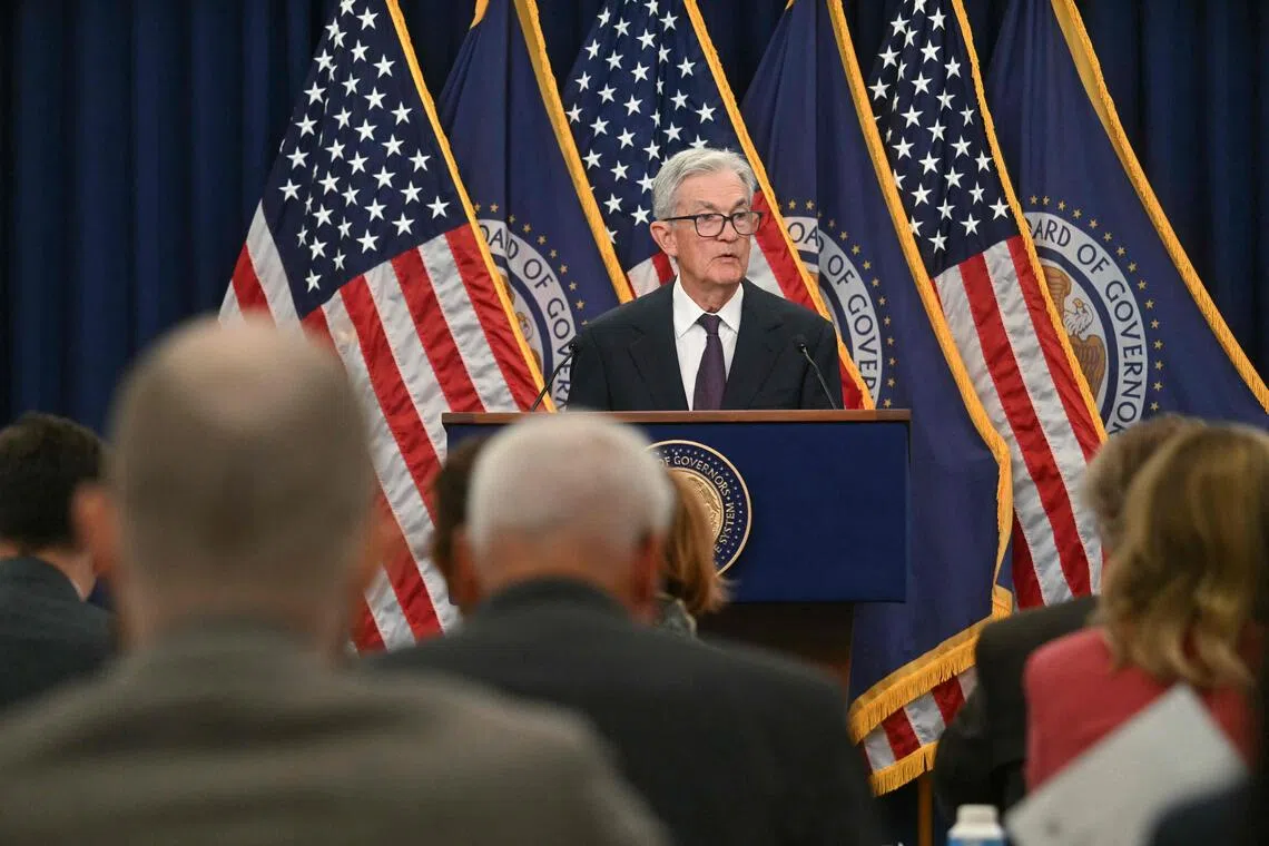 US Federal Reserve chairman Jerome Powell speaking at a Sept 17 news conference, after the US Fed lowered interest rates for the first time this year.