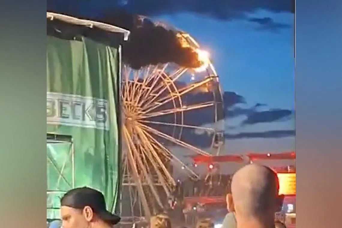 Four people were burned when the fire broke out on two gondolas at the Highfield Festival.