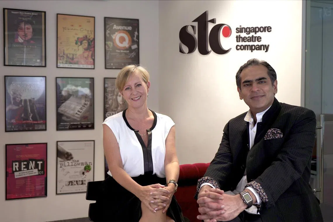 The name change of the Singapore Repertory Theatre to Singapore Theatre Company (STC) has run into unexpected opposition. Managing director Charlotte Nors (left) and artistic director Gaurav Kripalani of STC. 