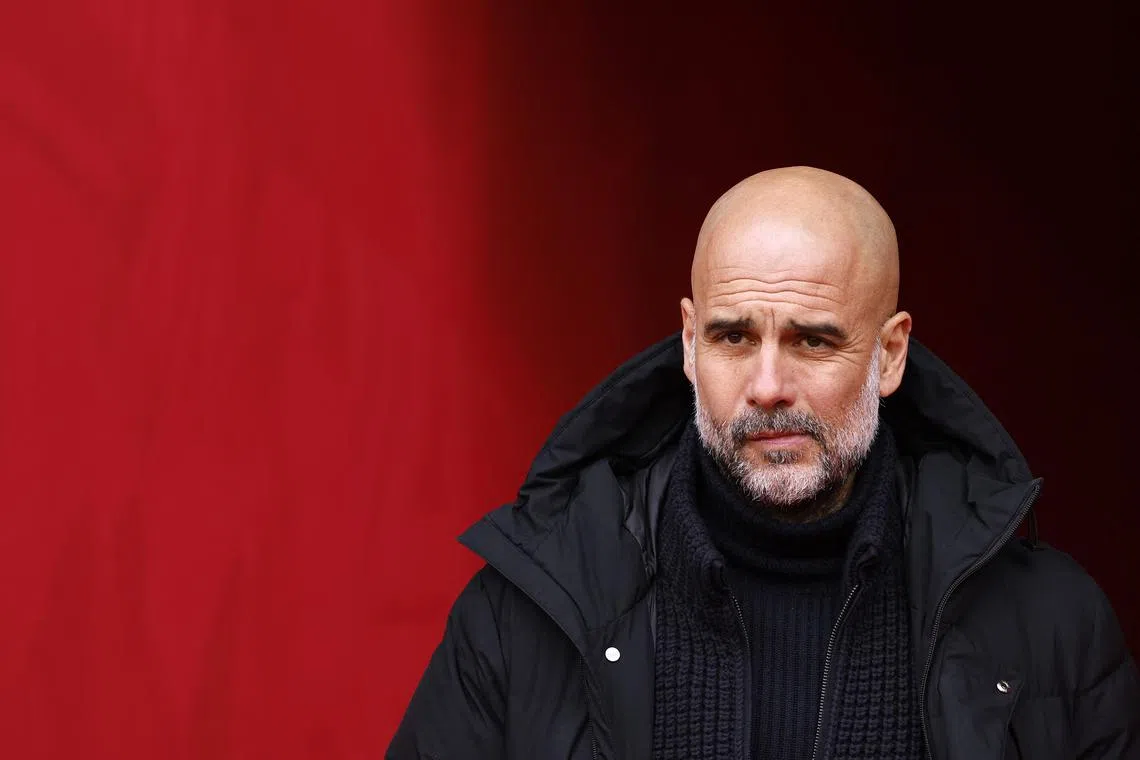 FILE PHOTO: Soccer Football - Premier League - Nottingham Forest v Manchester City - The City Ground, Nottingham, Britain - April 28, 2024 Manchester City manager Pep Guardiola before the match Action Images via Reuters/Jason Cairnduff/File photo