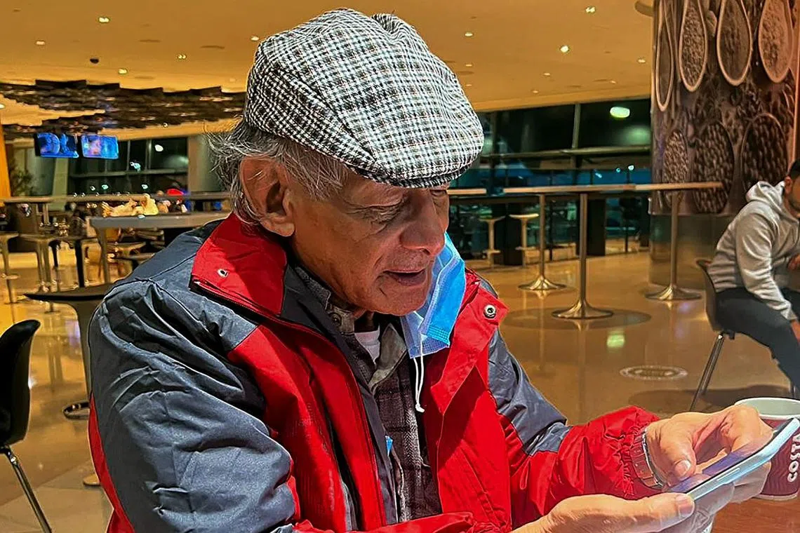 French serial killer Charles Sobhraj in transit at Doha's airport to France on Friday.